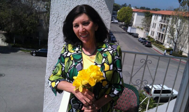 Jane with yellow flowers